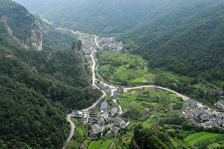 温州风景航拍俯视雁荡山乡村背景