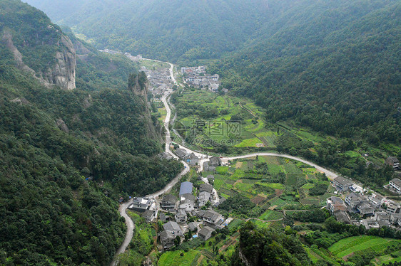 航拍俯视雁荡山乡村图片