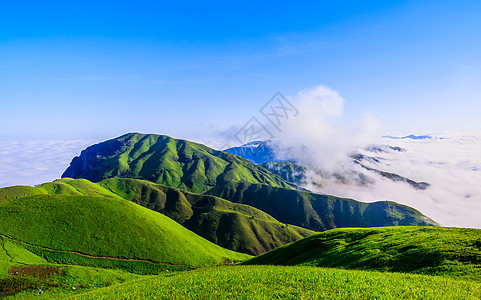 武功山云海山顶壮观的云海 背景图片