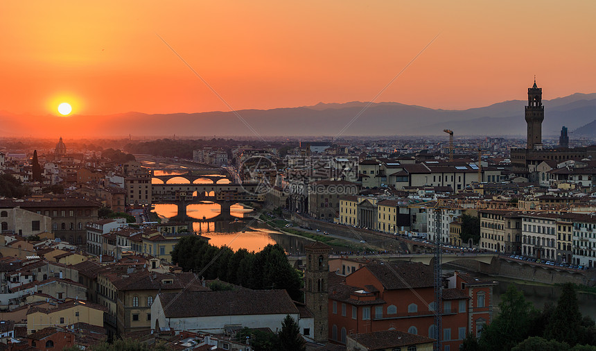 欧洲意大利城市全景日落图片