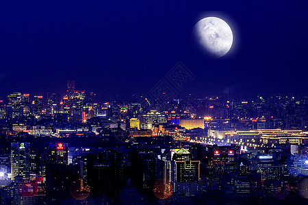 夜空下的城市一角背景图片