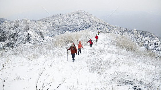 登雪山的人图片