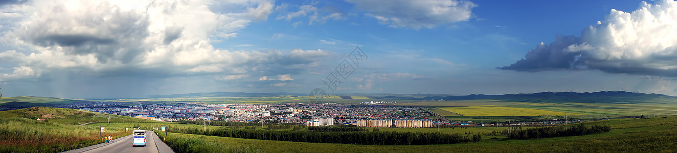 额尔古纳城全景图背景图片