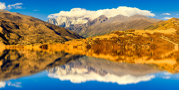 唯美秋季风景四姑娘山幺妹峰雪山背景