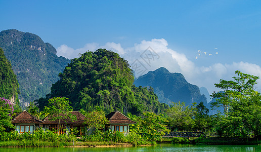 山水别墅别墅山庄背景