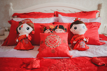 中式婚礼中国风婚床背景