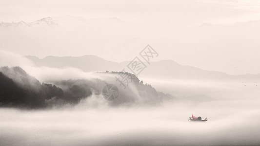 水墨中国风的山水田园风光背景图片