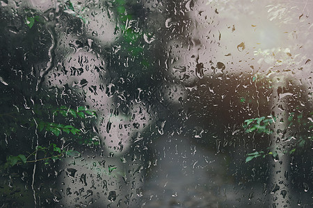 雨天户外雨 山 雾背景