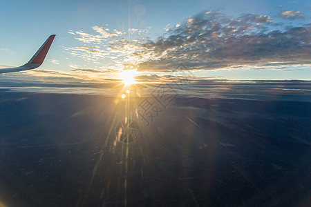 高空夕阳图片