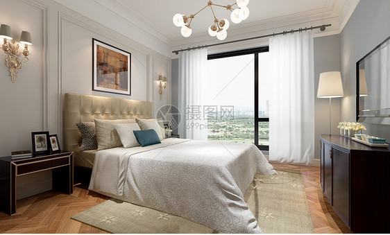 北欧风简洁卧室室内设计效果图图片