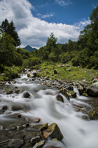 川西高山溪流风景背景图片