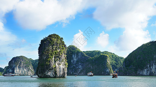 越南下龙湾名胜风景背景图片