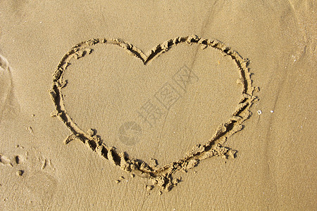 沙滩上的爱心背景图片