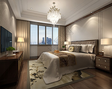 新中式简约型卧室室内设计效果图图片