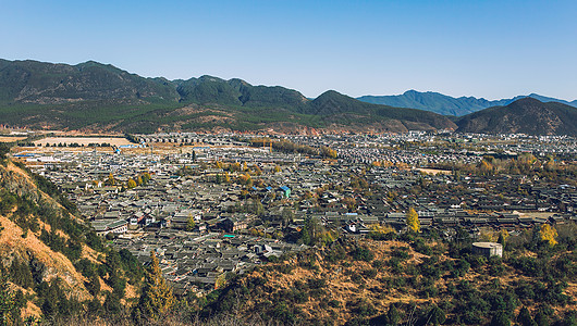 俯瞰云南素风光丽江全貌背景