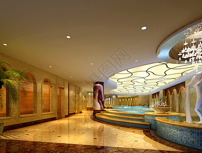酒店室内效果图欧式奢华洗浴中心室内设计效果图背景