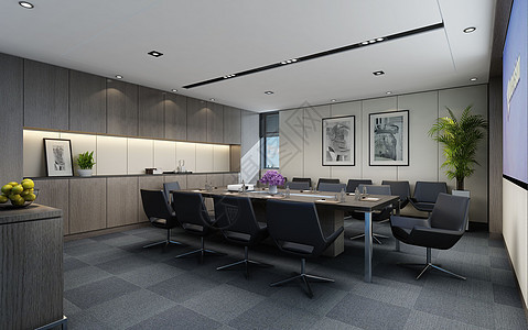 现代简约办公空间会议室室内设计效果图图片