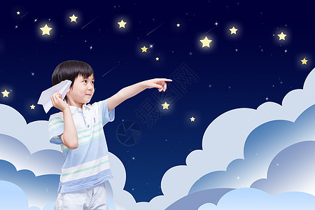 小孩和星空图片