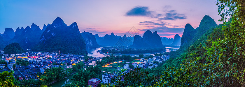 阳朔山水广西阳朔著名景点全景风光背景