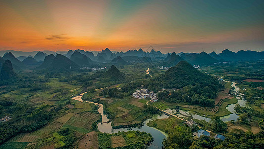 广西阳朔著名景点全景风光背景图片