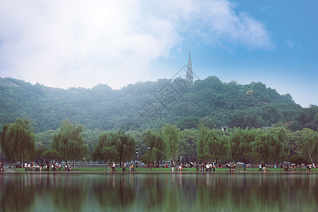 宝石矢量杭州西湖一景背景