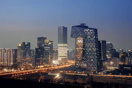 中央电视台夜景北京中央电视台总部大楼夜景背景