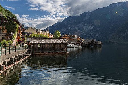 哈尔施塔特镇奥地利旅游小镇哈尔施塔特风光背景