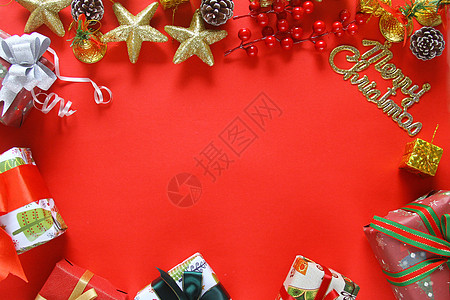 红色礼品圣诞节红色背景素材背景