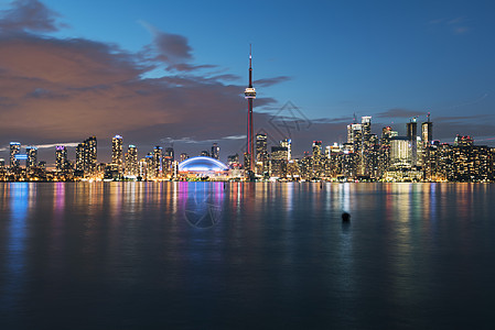 多伦多夜景多伦多城市天际线背景