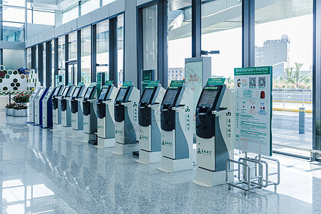 上海机场自助机器背景图片