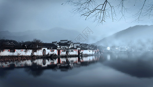 水墨宏村背景图片