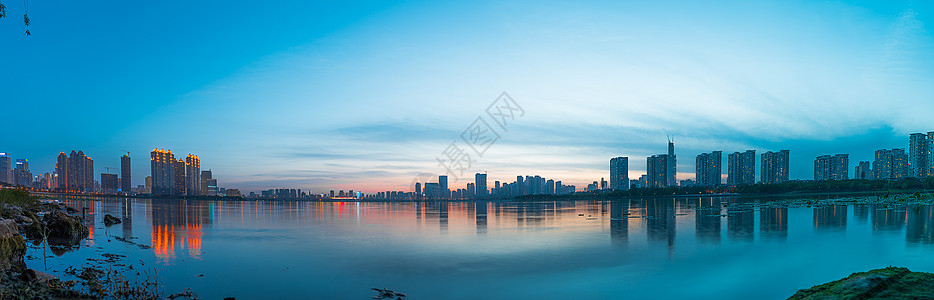 水面城市武汉城市建筑风光背景
