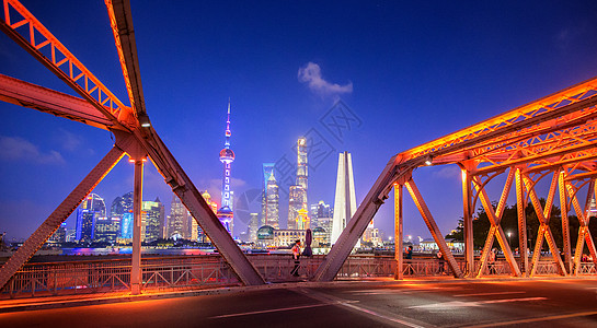 上海白渡桥外白渡桥浦东夜景背景