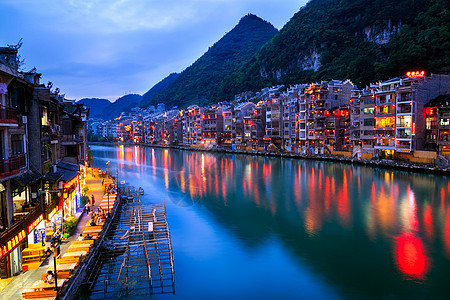 夜景建筑镇远夜色背景