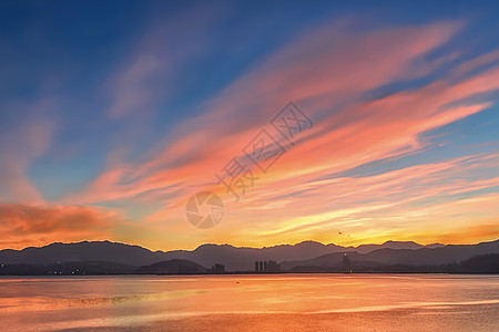 洱海夕阳背景图片