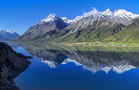 西藏的天空雪山湖泊背景