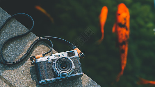 复古相机与锦鲤图片