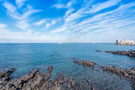 韩国海滨韩国济州岛龙头岩海滨背景