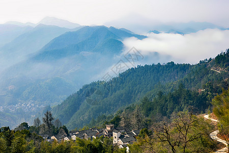 山林风光安徽石潭云海美景背景