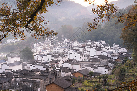 秋天婺源石城秋天背景图片