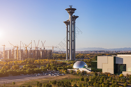 北京奥林匹克森林公园北京建筑奥林匹克塔背景