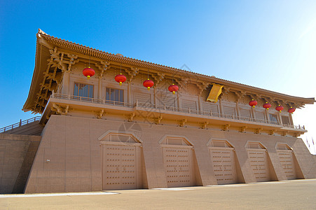 唐朝古建筑大明宫遗址公园背景