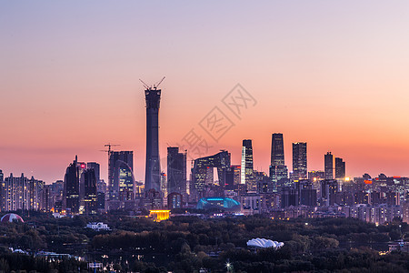 北京cbd日落美景图片