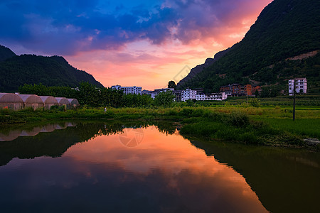 田园夕阳自然背景高清图片素材