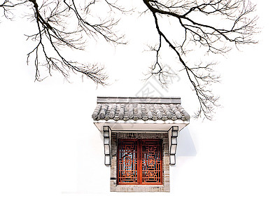 苏式窗素材中国风的徽派建筑背景