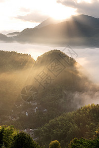 山村日出背景图片