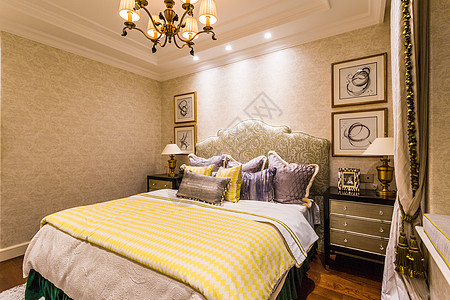 欧式衣柜素材温馨舒适的欧式卧室背景
