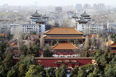 北京城市俯瞰景山公园看北京背景