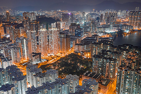 五光十色的香港夜景背景
