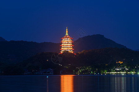 雷峰塔 西湖背景图片